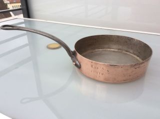 Antique copper saute pan tin lined James de Rothschild Paris 15 No Dehillerin 3