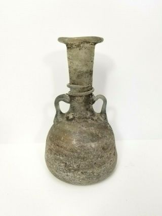Ancient Antique Roman Glass Bottle Vase - Spiral Trailing