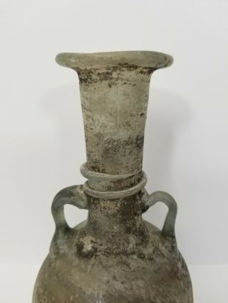 Ancient Antique Roman Glass Bottle Vase - Spiral Trailing 2