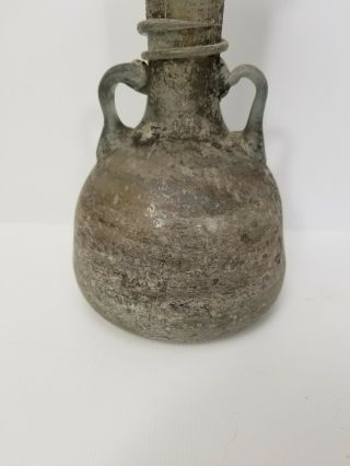 Ancient Antique Roman Glass Bottle Vase - Spiral Trailing 3