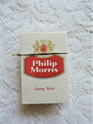 Vtg Philip Morris Pinstripe Long Size Cigarette Hard Pack Empty Display Only