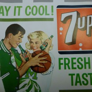 Vintage 7up Bottle Topper Store Advertising 1961 - Basketball