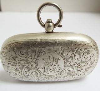 Lovely Decorative English Antique 1898 Solid Silver Double Sovereign Case