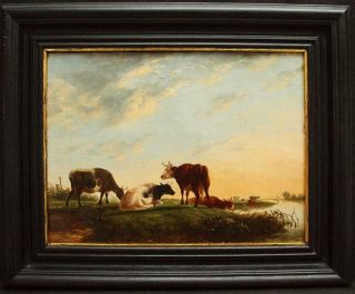 c1850 CATTLE WATERING THOMAS SIDNEY COOPER 1803 - 1902 circle Antique Oil Painting 2
