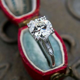 Antique Vintage Engagement Wedding Ring 2.  15 Ct Round Cut Diamond 14k White Gold