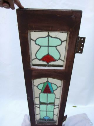 Antique Art Nouveau Cedar Lead Lights Colourful Window C1890 