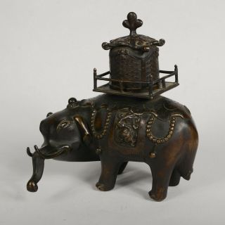 Chinese Japanese Elephant Pagoda Bronze Censer Koro