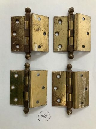 4 Vintage Cannon Ball Top Tip Offset Hinges