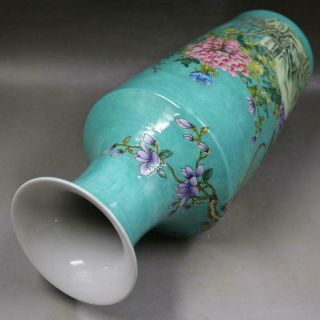 Rare Chinese Qing Famille Rose Porcelain Flowers Bird Vase 3