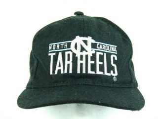 Vtg North Carolina Tar Heels Black And White Snapback Cap Hat