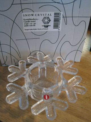 Vintage Iittala Valto Kokko Snow Crystal Glass Candle Holder Finland Snowflake