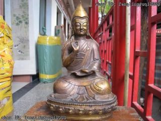 13 Tibet Folk Temple Buddhism Classic Copper Bronze Tsongkhapa Buddha Statue