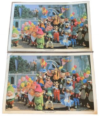 Walt Disney Productions " Welcome To The Magic Kingdom " 2 Placemats Vintage 1970s