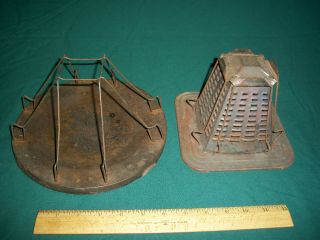 Two (2) Vintage Open Flame,  Stove Top,  Camp Fire 4 Slice Bread Toasters - Wolfe