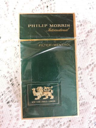 Vtg Philip Morris International Menthol Cigarette Pack Empty Display Hard Box