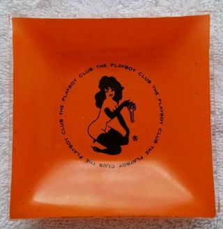 Vintage/authentic Glass Ashtray From Defunct Playboy Club In Vernon,  Nj - Orange