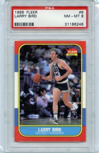 Larry Bird 1986 Fleer Basketball Card 9 Psa 8 Nm - Mt Boston Celtics Hof Vintage