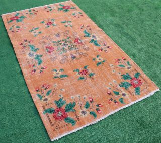 Turkish Rug 47  X83  Vintage Muted Color Oriental Rug Wool Carpet 120x213cm