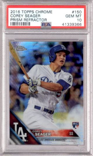Corey Seager 2016 Topps Chrome 150 Psa 10 Prism Refractor Rookie Rc Dodgers
