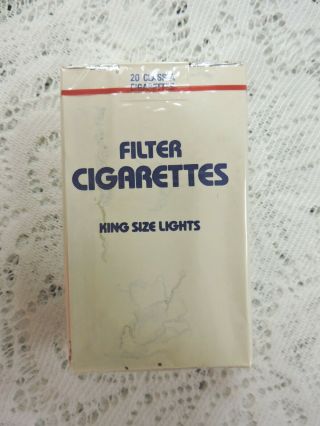 Vintage Generic Filter King Size Lights Cigarette Pack Empty Display Only