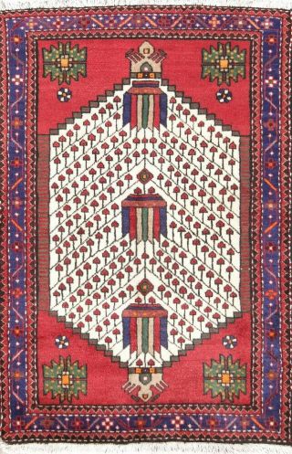 Magnificent Geometric Ivory Bakhtiari Handmade Oriental Area Rug Wool