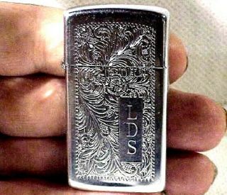 Vtg Slim Zippo Ladies Lighter,  Venetian Design,  Cond
