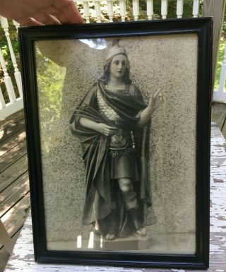 Vintage Statue Of Joan Of Arc Framed Photograph Picture