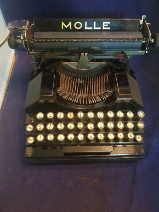 Antique Molle No.  3 Typewriter,  made in Oshkosh Wi.  Patd.  1903 - 14 w/Original Case 2