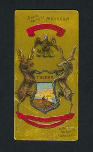 State Arms Of Michigan 1888 N224 Kinney Bros.  Military Series - Vg - Ex