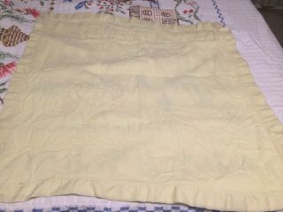 Vintage Baby Blanket Acrylic Thermal Nylon Trim Pastel Yellow 41” X 42”