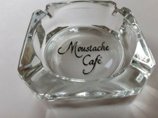 Vintage Moustache Cafe Glass Ashtray Advertising