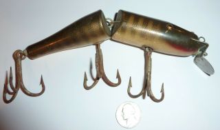 Huge Early Vintage Creek Chub Bait Jointed Pikie Minnow Glass Eye Fishing Lure