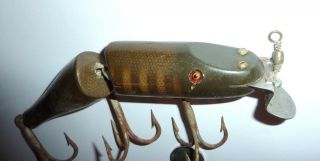 Huge Early Vintage Creek Chub Bait Jointed Pikie Minnow Glass Eye Fishing Lure 2