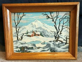 Vintage Paint By Number - Winter Scenes 25p - Church - Mountains - Snow