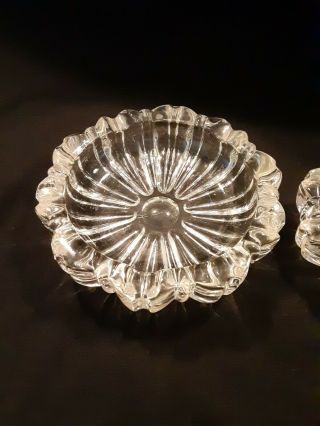 Set Of 2 Vintage Lead Crystal Clear Glass Ashtray - Heavy Cond