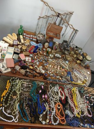Large Joblot Of Antique And Vintage Brass,  Silver Plate,  Jewellery,  Curios Etc