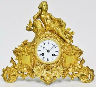 Stunning Antique French 8 Day Bronze Ormolu Classical Figurine Mantle Clock