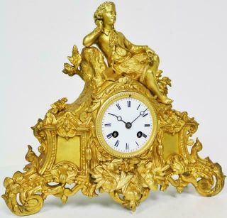 Stunning Antique French 8 Day Bronze Ormolu Classical Figurine Mantle Clock 2