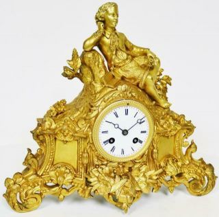 Stunning Antique French 8 Day Bronze Ormolu Classical Figurine Mantle Clock 3