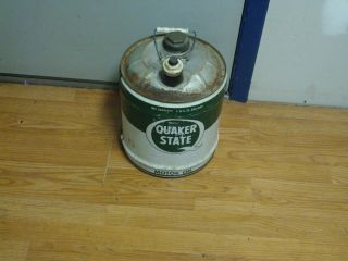 Vintage Quaker State 5 - Gallon Motor Oil Can With Handle