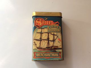 Ship Golden Sovereign Merchantman Vintage Tobacco Tin Stash Box Gorgeous Graphic