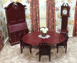 Marx Little Hostess Dining Room Set Vintage Dollhouse Furniture Renwal 1:16