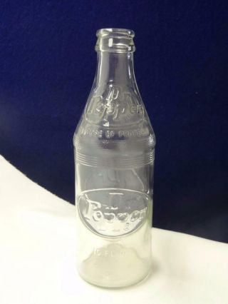 Vintage Raised Embossed Dr.  Pepper Soda Bottle Glass 10oz.  3358