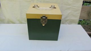 Vintage 45 Rpm Record Metal Carrying Case / Green & Yellow / Small Flaw