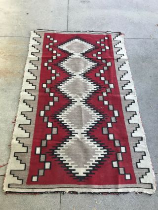 Antique 1930 ' s Native American Navajo Rug 69 x 43 inches 2