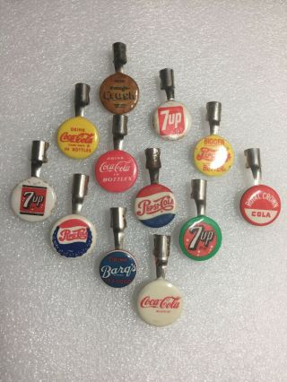 Vintage Soft Drink Advertising Pencil Clips Coke Pepsi Orange Crush Rc Cola 7 Up