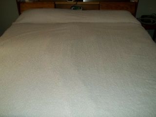 Vintage Chenille Off White,  Ivory Bedspread W/fringe,  King Size 110 " X 128 "