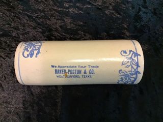 Antique Advertising Stoneware Brush - McCoy Rolling Pin - WEATHERFORD TEXAS 2