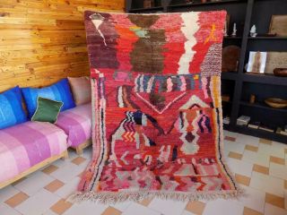 Old Vintage Moroccan Handmade Berber Rug Azilal Carpet Wool Boujad Rug