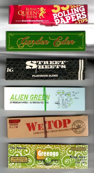 6 Different King Size With Tips - Cigarette Rolling Papers